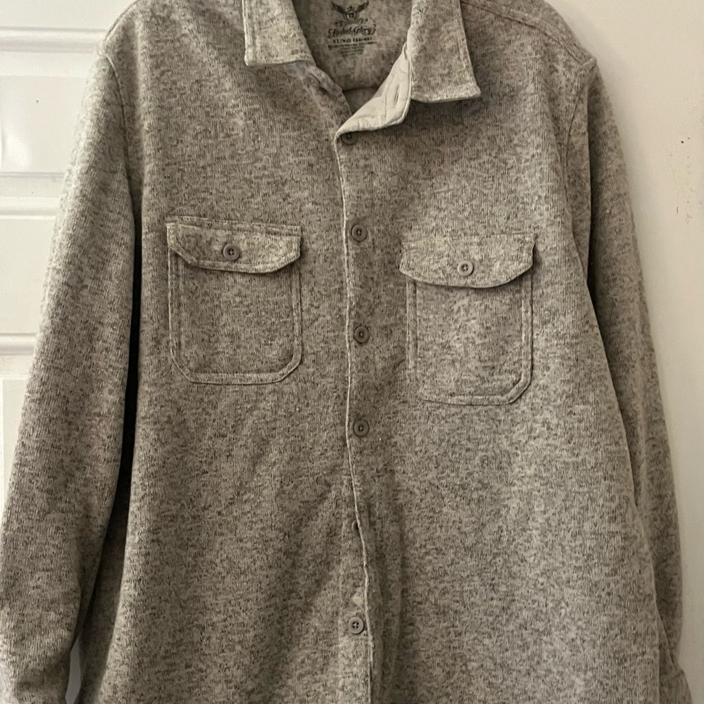 Light Gray Men's Faded Glory Button-Up Shirt Jacket